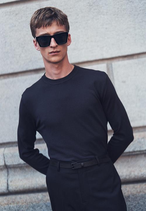 H&M - Slim fit fine-knit jumper - navy blue 