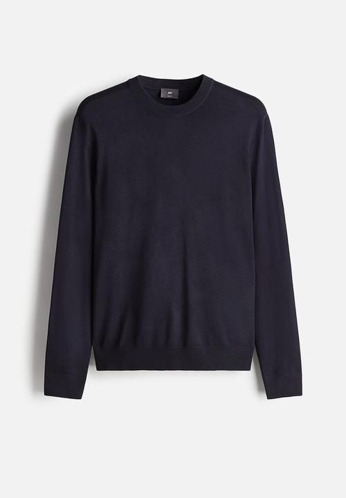 H&M - Slim fit fine-knit jumper - navy blue 