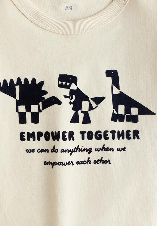 H&M - Long-sleeved T-shirt -light beige/empower together 
