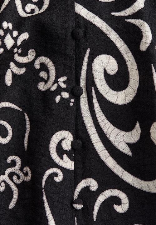 H&M - A-line strappy dress - black/cream patterned