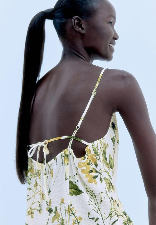 H&M - A-line strappy dress - cream floral