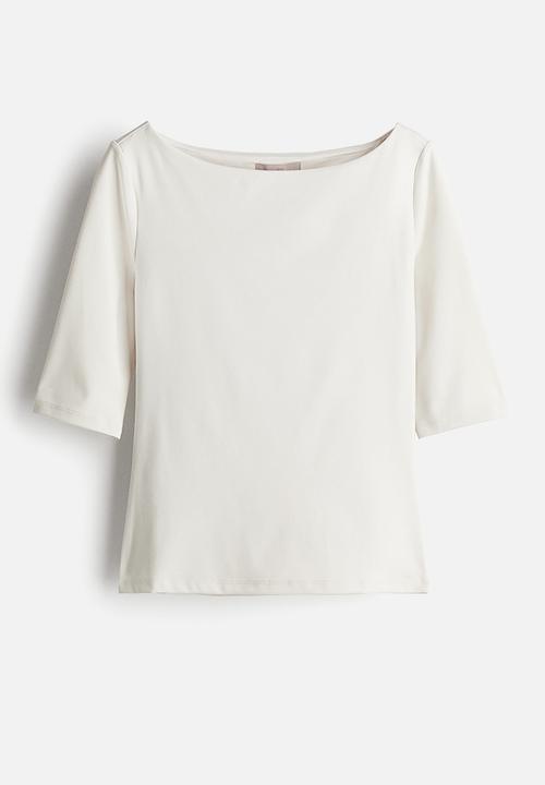 H&M - Boat-neck jersey top - white