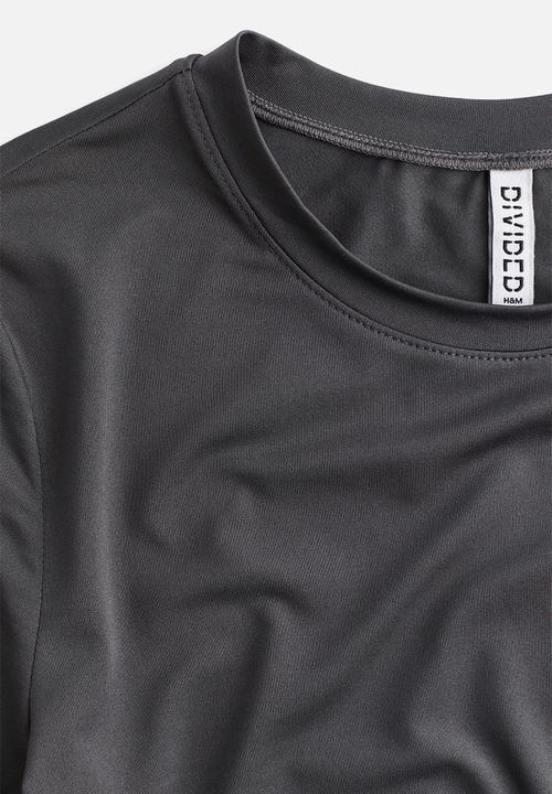 H&M - Long-sleeved microfibre top - dark grey