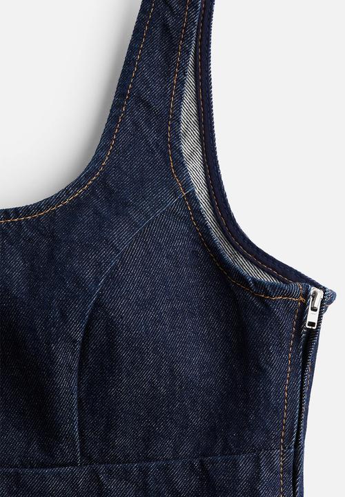 H&M - Denim pinafore dress - dark denim blue