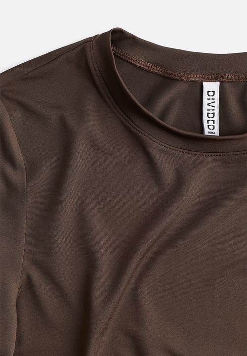 H&M - Long-sleeved microfibre top - dark brown