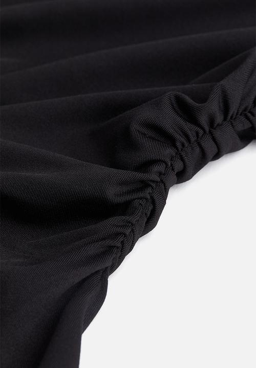 H&M - Gathered flared-skirt dress - black