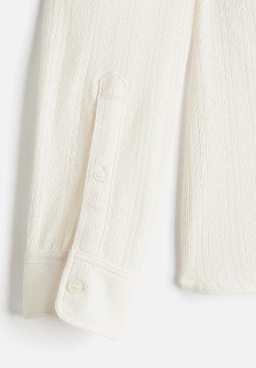 H&M - Regular fit lace jersey shirt - white