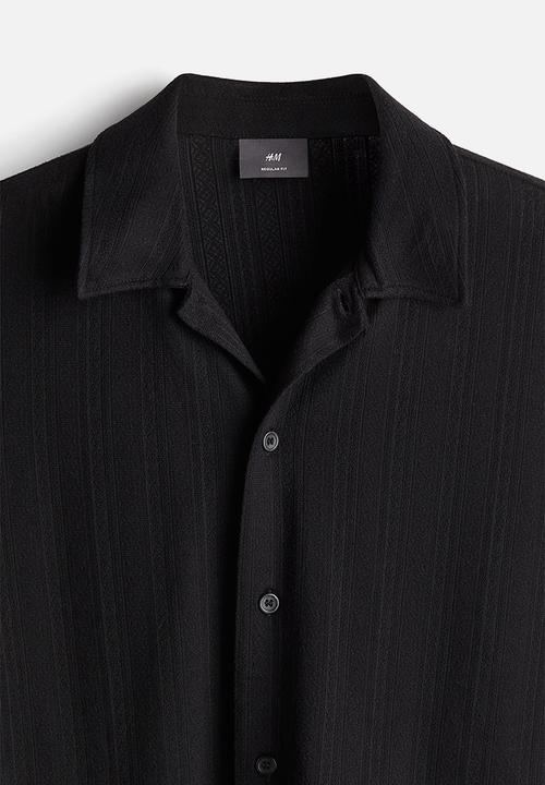 H&M - Regular fit lace jersey shirt - black