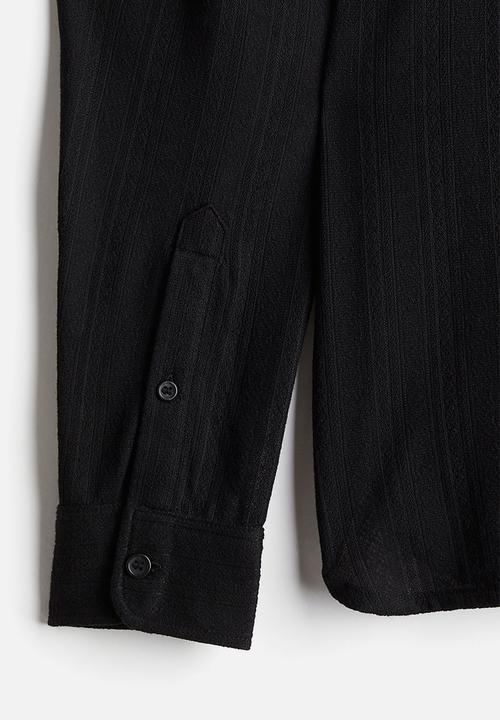 H&M - Regular fit lace jersey shirt - black