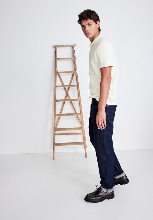 H&M - Slim fit textured polo shirt - white