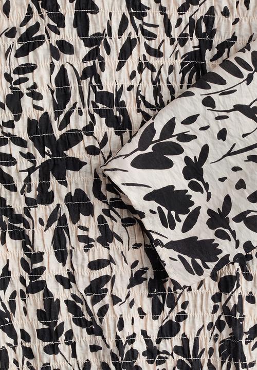 H&M - Smocked blouse - powder pink black patterned