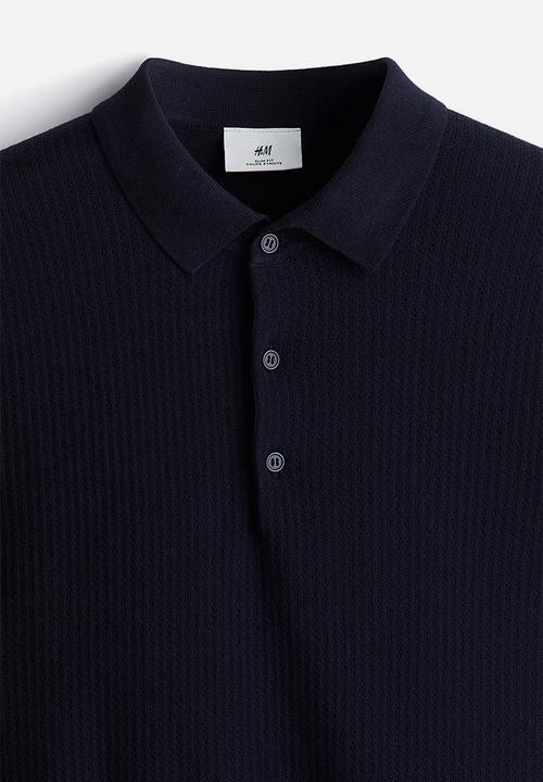 H&M - Slim fit textured polo shirt - blue