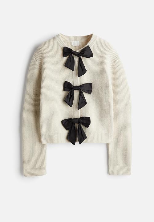 H&M - Bow-decorated cardigan - cream