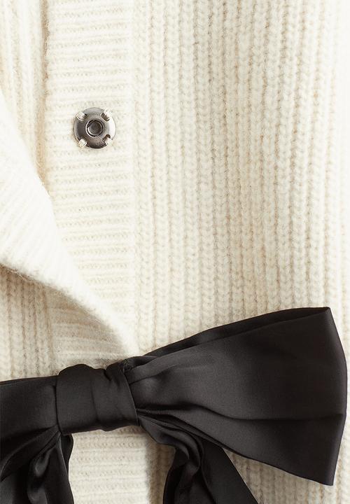 H&M - Bow-decorated cardigan - cream