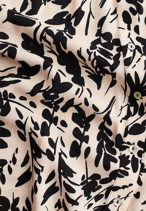 H&M - Oversized shirt dress -  powder pink/black patterned 