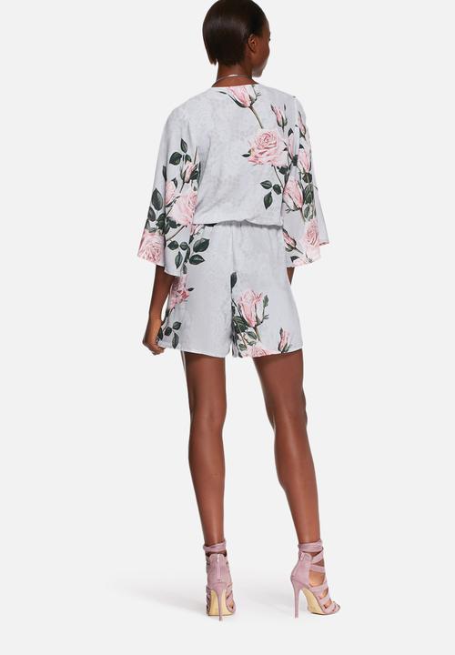 Glamorous - Grey lace print playsuit