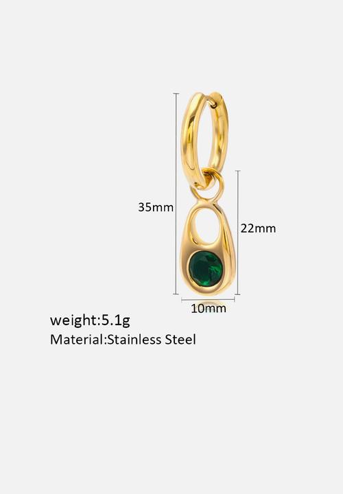 Zoe on Trend - Designer drop and hoop earring - gold & green