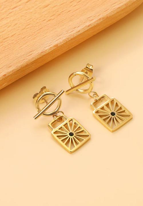 Zoe on Trend - Starburst stud and drop design earring - gold