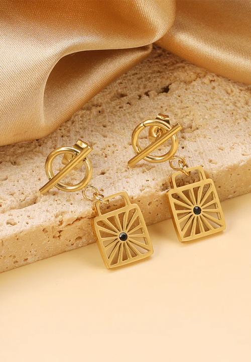 Zoe on Trend - Starburst stud and drop design earring - gold