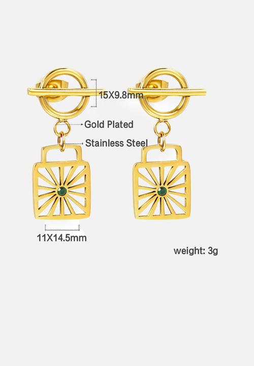 Zoe on Trend - Starburst stud and drop design earring - gold