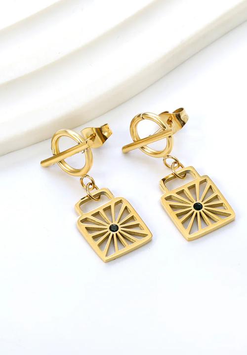Zoe on Trend - Starburst stud and drop design earring - gold