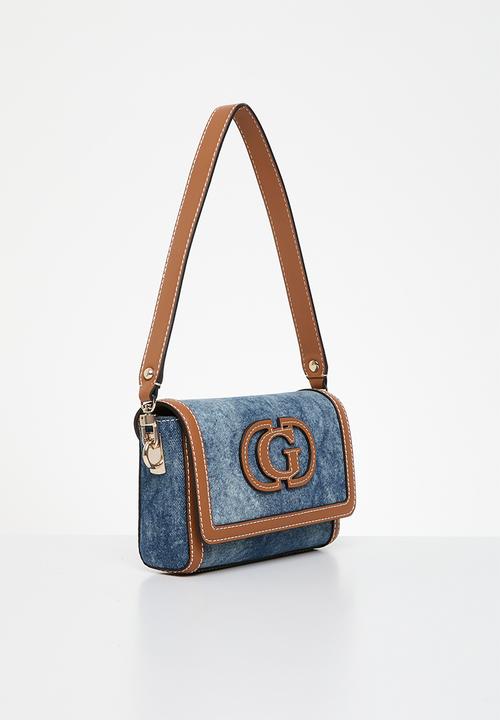 GUESS - Sebina flap shoulder bag - denim & caramel