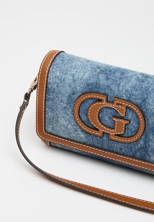 GUESS - Sebina flap shoulder bag - denim & caramel