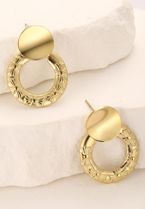 Zoe on Trend - Hammer design stud earring - gold