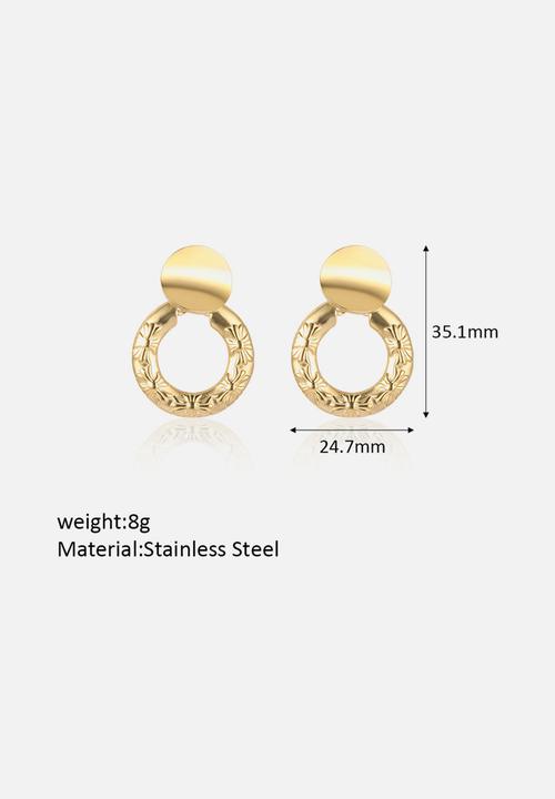 Zoe on Trend - Hammer design stud earring - gold