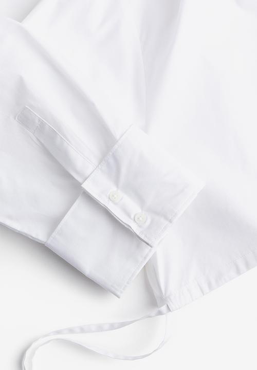 H&M - Cropped drawstring-detail shirt - white