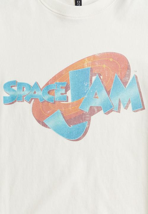 H&M - Oversized printed T-shirt - cream space jam