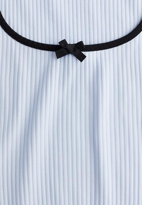 H&M - Overlock-detail ribbed top - light blue