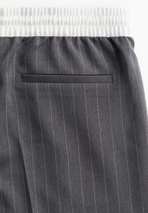 H&M - Wide pull-on trousers - dark grey pinstriped