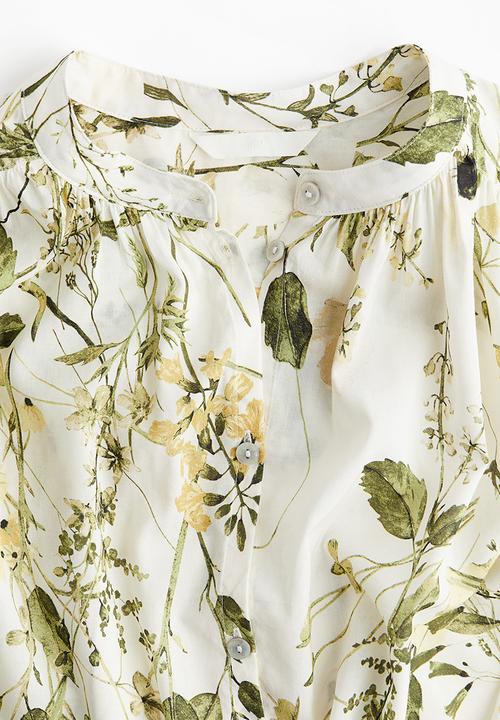 H&M - Balloon-sleeved blouse - cream floral