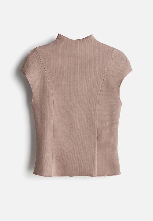 H&M - Ribbed turtleneck top - greige