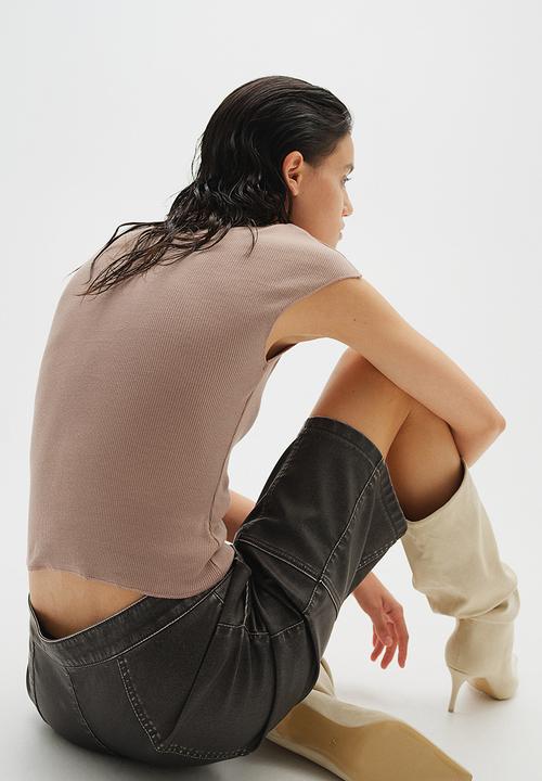 H&M - Ribbed turtleneck top - greige