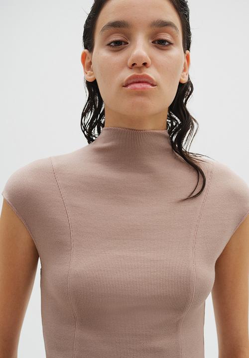 H&M - Ribbed turtleneck top - greige