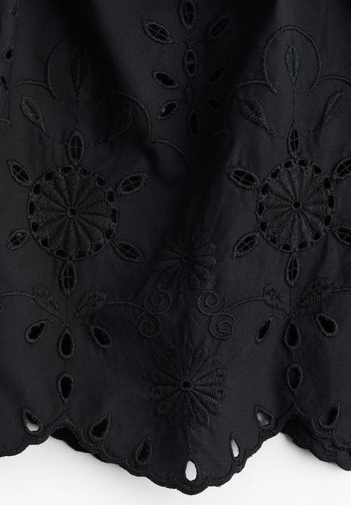 H&M - Cropped broderie anglaise blouse - black