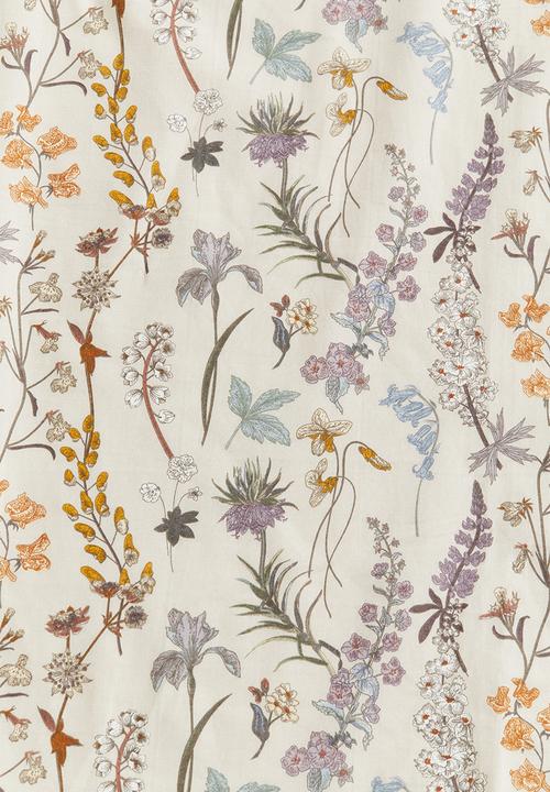 H&M - Patterned cotton fitted sheet - light beige/floral