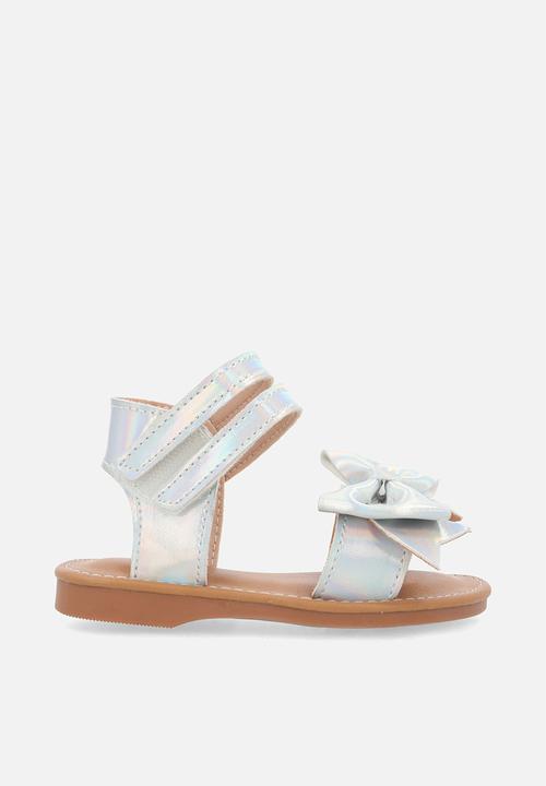 Pop Candy - Bow decor criss cross sandals - silver