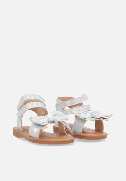 Pop Candy - Bow decor criss cross sandals - silver