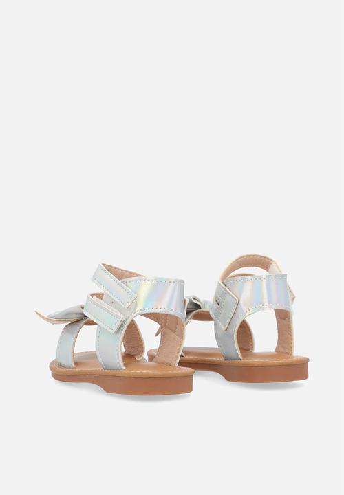 Pop Candy - Bow decor criss cross sandals - silver