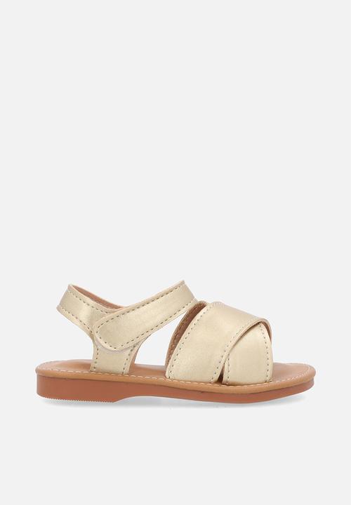 Pop Candy - Wide criss-cross detailed sandals - gold