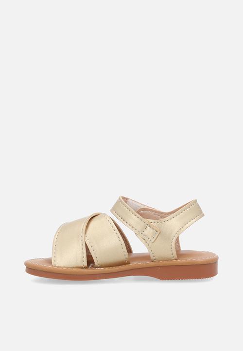 Pop Candy - Wide criss-cross detailed sandals - gold