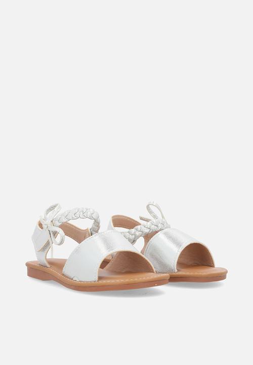Pop Candy - Sandals with braided keeper strap - silver