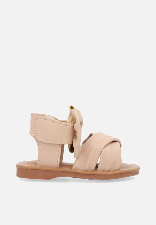 Pop Candy - Bow decor criss cross sandals - beige