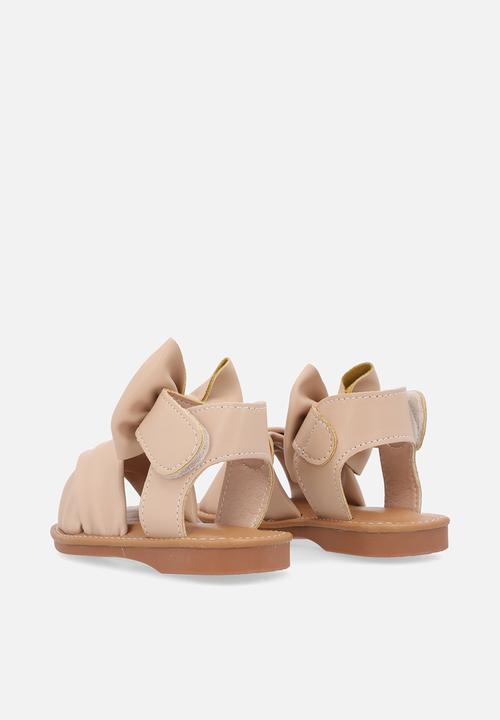 Pop Candy - Bow decor criss cross sandals - beige