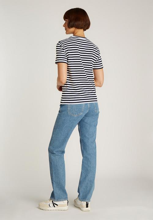 Calvin Klein - Ck Embro Badge Regular Tee - Ck Black / Bright White Stripe