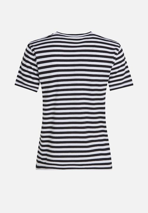 Calvin Klein - Ck Embro Badge Regular Tee - Ck Black / Bright White Stripe