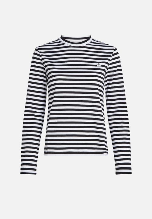 Calvin Klein - Ck Embro Regular Longsleeve - Ck Black / Bright White Stripe